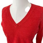 Eileen Fisher Organic Cotton Linen Waffle Knit V Neck Long Sleeve Orange S Photo 1