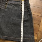 Etcetera  Navy Blue Denim Stretch Button Mini Skirt Size 6 Photo 2