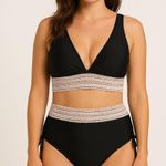 Blooming Jelly NWT Womens Bikini Set Size L Black Knit High Waist Beach Swimwear Photo 0