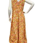 REAL COMFORT Women’s Sz 8 Floral Praire Garden Orange Sleeveless MIDI Dress Photo 4