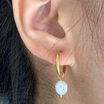 Dangle Pearl Earrings, Fresh Water Pearl Earrings Gold Photo 2