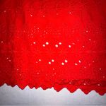 Madewell • Beautiful Bright Poppy Red Eyelet Lattice Scalloped Hem Blouse Size S Photo 7