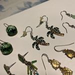 Lot Of 5 Costume Earrings Pierced Dangle Green / Yellow Photo 2