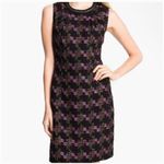 Trina Turk  Good Night Tweed Black Red Sheath Dress Womens 2 Photo 2