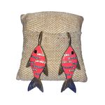 Sugarfix  Fish on a Hook Pierced Earrings Dangle Crystal Scales Gold Tone 2.25" Photo 0