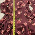 Forever 21  Mock Neck Burgundy Floral Party Mini Dress Size S Small Longsleeve #2 Photo 7