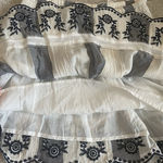 NWT America & Beyond Floral Embroidered Scalloped Hem Stripe Skirt Size S Blue Photo 2