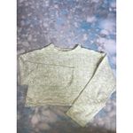 White Fox Boutique  Cropped Crew Neck Sweater 100% Cotton XS Lime Green COZY Photo 2