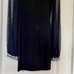 Symphony Dress- - Black Bodycon Dress with Mesh Sleeves and Crystal Wrist Detail Photo 2