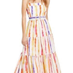 Nicholas Kerala Maxi Dress in White 4 Womens Long Cotton Striped Gown Pink Photo 0