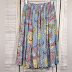 Midi Skirt Pull On Lightweight Elastic Waist Tropical Print Photo 2