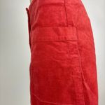 Forever 21 Orange Red Corduroy Button High Waist Pencil Pocket Mini Skirt Size M Photo 4