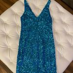 Amazon Blue Sparkle Skin Tight Dress Photo 2