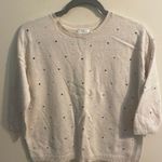 Womens J. Jill Ivory Blue Purple Polka Dot Round Neck Sweater Size SP Small Pet White Photo 0