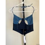 Revolve Ceren Ocak Denim Cut Out Crop Halter Top Small New With Tags Blue Photo 1