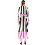We Are‎ Leone Dress Silk Contrast Maxi Cardigan Striped Belted Long Sleeve S/M Black Photo 9
