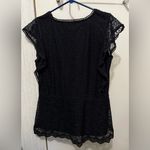 Isaac Mizrahi  Woman’s XL Flutter Sleeve Black Lace Blouse Photo 1