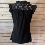 Cable & Gauge  Lace Eyelet Top Short Sleeveless Black Top Size Medium Photo 0