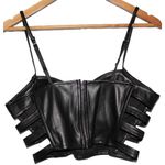 NWOT Womens Hesperus HT1767 Black Faux Leather Zipper Back Crop Top Size Large L Photo 1