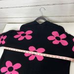 Shirley & Stone Black Cardigan Sweater Pink Daisy Floral Open Front Size Medium Photo 4