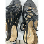 LC Lauren Conrad Womans By Lauren Conrad Black 9.5 M Peep Toe Lace Up Cut Out Platform Sandals Photo 5