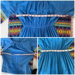 Vintage Southwest Navajo embroidered off shoulder cotton peasant sleeve … Blue Size undefined Photo 8