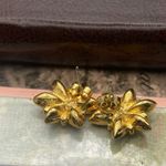 1960s Vintage Floral Crystal Earrings Gold Tone Blue Pink Holiday Retro Glam Photo 5