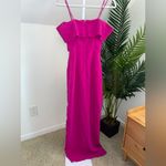 Theia‎ Fuchsia Off Shoulder Gown Formal Dress Slit Pink Size 0 Photo 4