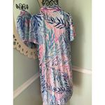 Lilly Pulitzer  UPF 50+ Sadie Polo Dress Crew Blue Kaleidoscope Coral Size Large Photo 2