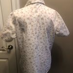 basic editions COPY - Vintage Button Up Blouse White Pink Roses Size Large Photo 4