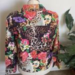 Candy Couture Cotton button embellished Jacket Light Animal Print Floral Size XL Brown Photo 7
