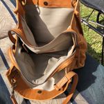 American Leather Co 3 Section Satchel Bag Purse in Light Tan Photo 12