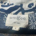 Umgee Abstract Views Navy Cream Midi Dress Women's Large Tribal Print Boho Photo 2