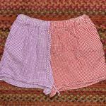 Urban Outfitters RENEWAL TWO TONE GINGHAM PLAID PULL ON SPLIT SHORTS LOUNGE Photo 0