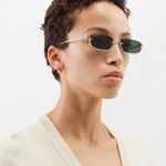 Gucci  GG Upside Down Rectangular Sunglasses in Gold New Womens Sunnies Photo 11