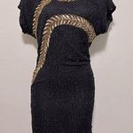 Stenay Vintage Black & Gold Beaded 100% Silk dress woman size 4 cocktail Photo 0