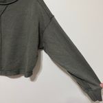 Aerie  Cropped Crewneck Sweater Size XS Oversized Beach Party Sweatshirt Green Photo 4