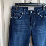 Free People High Rise Clean Girlfriend Raw Hem Crop Jeans (Dark Wash) - 25 Photo 4