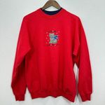 Vintage Embroidered Cat Lady Love My Cat Double Collar Red Blue Sweatshirt Large Photo 0