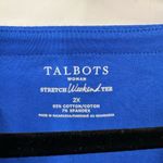 Talbots Stretch Weekend Tee Shirt Size 2X Petite White Roll Cuff Blue White Photo 1