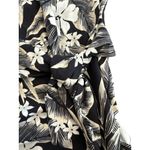 Lands' End  Tie Front Short Sleeve Top Size Small Black Floral White Tencel NWT Photo 1