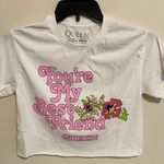 Queen official merch Floral graphic Tshirt “You’re my best friend” cropped White Photo 0