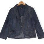 Vtg Riders Copper Collection Blazer Jacket Womens XL Embroidered Denim Jean Blue Photo 0