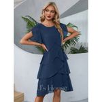JJ's House JJ’s House Ruffle Scoop A-line Chiffon Asymmetrical Midi Dress Small NWT Photo 3