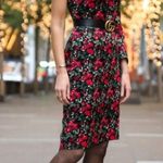 Club Monaco Red Rose Floral Velvet One Sleeve Sheath Dress Fancy Party Women’s 0 Photo 1