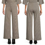 Bryn Walker Palazzo Soft Knit Pull On Pants Houndstooth Wide Leg Nero/Latte XXS Photo 1