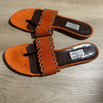 Philosophy di Alberta Ferretti 8 Orange Suede Leather Eyelet Thong Sandals 39 Photo 6