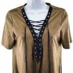 Windsor Green Black Lace Up Suede Shirt S Photo 2