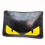 Fendi Monster Black Leather Clutch with COA Photo 0