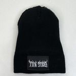 Dolls Kill  Knit Beanie Hat Black Goth Punk Lolita Death Metal Spell Out Patch Photo 7